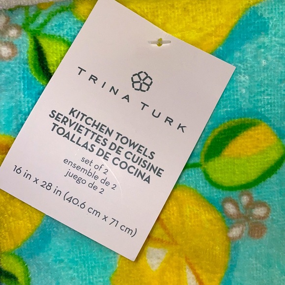 New! Trina Turk 2Pc Tiffany Blue/Lemon Hand Towels 🍋 Absolutely Beautiful! - Picture 5 of 10